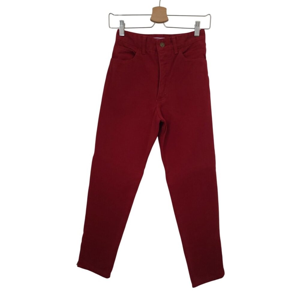 Vintage Guess Georges Marciano Red High-Waisted Jeans Zip Tapered Leg Women's 28